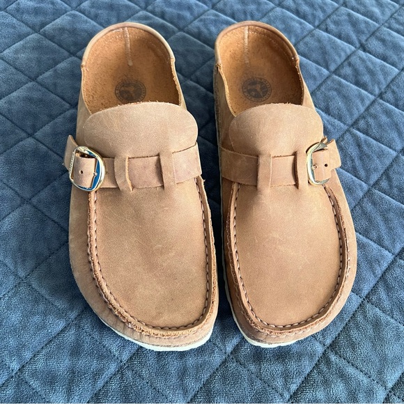 Birkenstock Buckley Clog Shoes Women’s Size 8 Cognac Brown Oiled Leather Tan - Picture 2 of 12